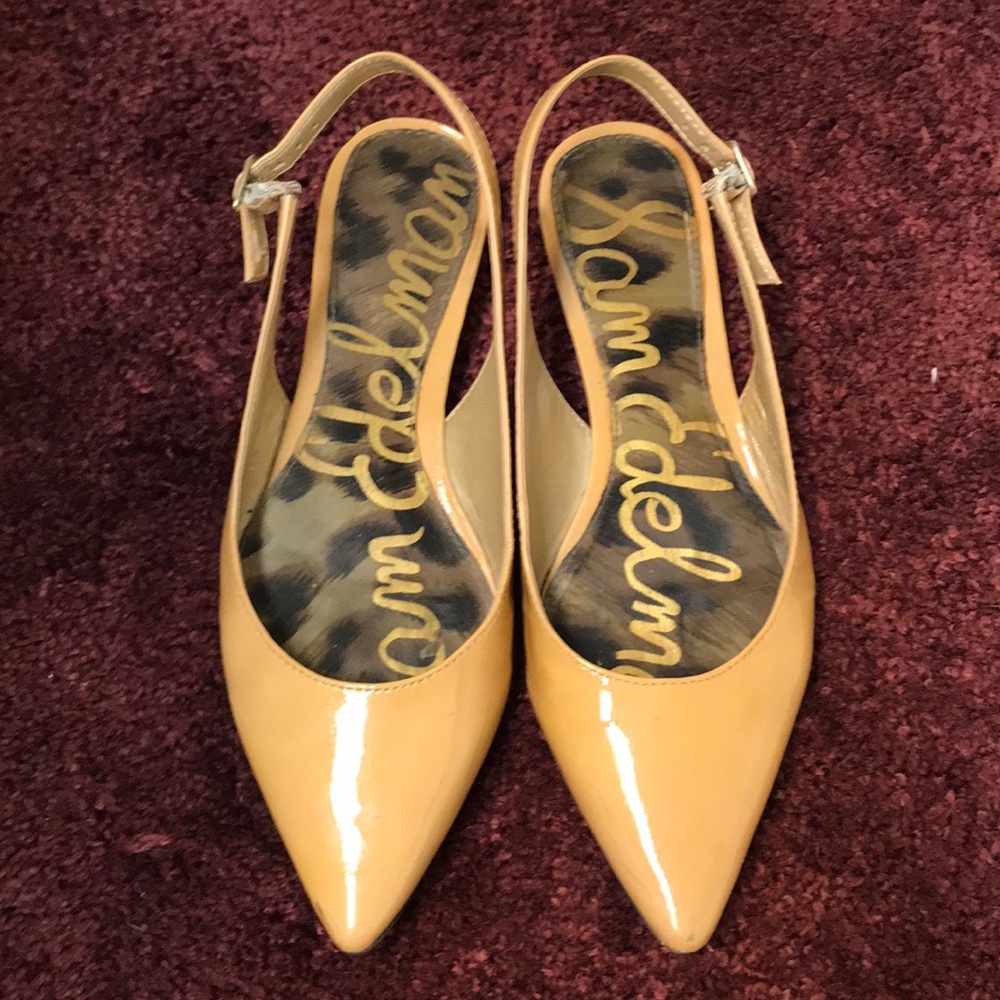 Sam Edelman Nude Patent Leather Sling Backs Sz 7
